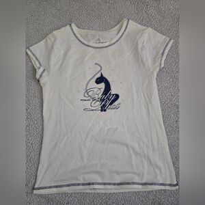 Baby Phat White Tee with Navy Cat Logo
